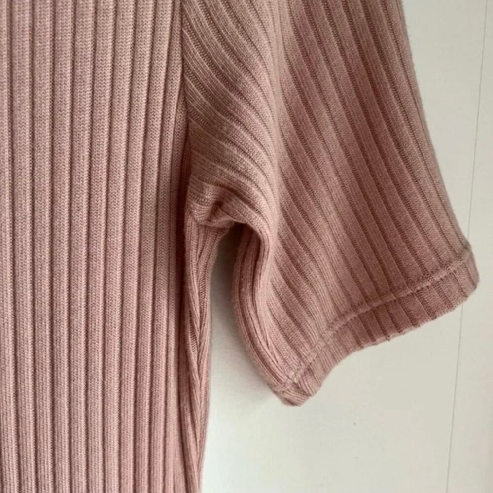 Reformation Iggy Short Sleeve Tencel Ribbed Dusty Pink T shirt Mini Dress Size M - Picture 7 of 8